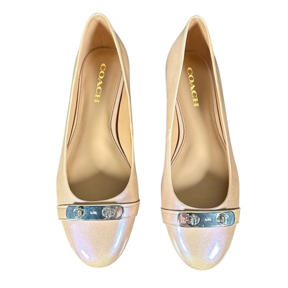 COACH Oswald Patent Metallic Pearl Flats - Picture 1 of 10